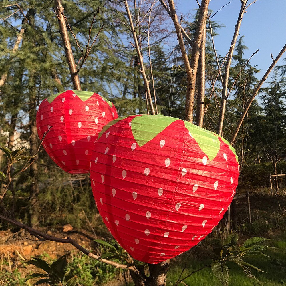 3D Strawberry-Shaped Party Paper Lantern