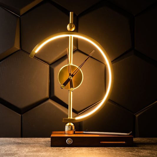 Khonsu Clock Lamp with Wireless Charging – Modern Bedside Lamp with Built-in Clock and Wireless Phone Charging