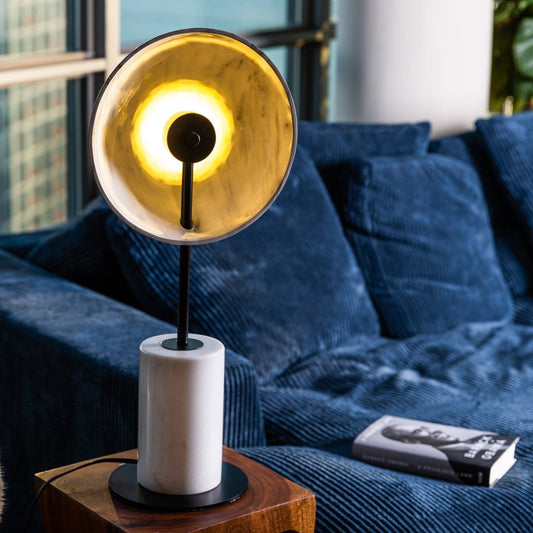 Iris Lamp – Elegant Marble Dome Lamp with Concrete Base for Living Room or Bedroom