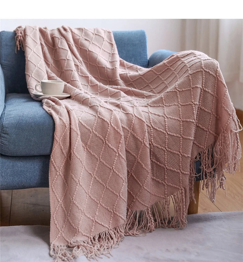 White Boho Vintage Textured Throw Blanket