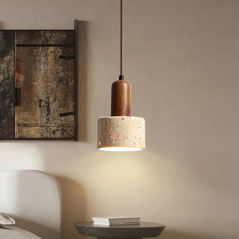 Elegant Wabi-Sabi Travertine Pendant Light - Modern & Rustic