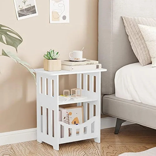 Space-Saving Bedside Table with Storage - Compact and Versatile Table for Bedrooms, Living Rooms, or Hallways