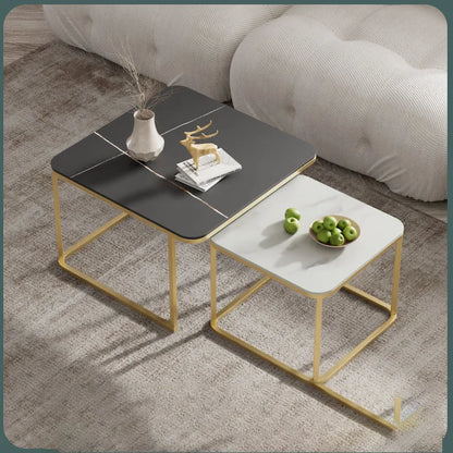 Modern Rectangular Coffee Table - Stylish & Functional Coffee Table with Retractable Rock Plate for Living Room