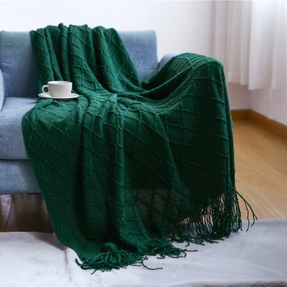 White Boho Vintage Textured Throw Blanket