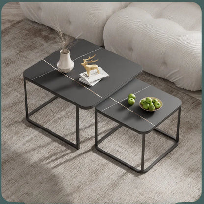 Modern Rectangular Coffee Table - Stylish & Functional Coffee Table with Retractable Rock Plate for Living Room