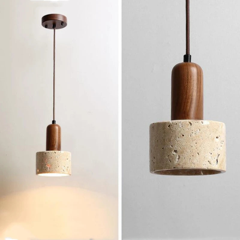 Elegant Wabi-Sabi Travertine Pendant Light - Modern & Rustic