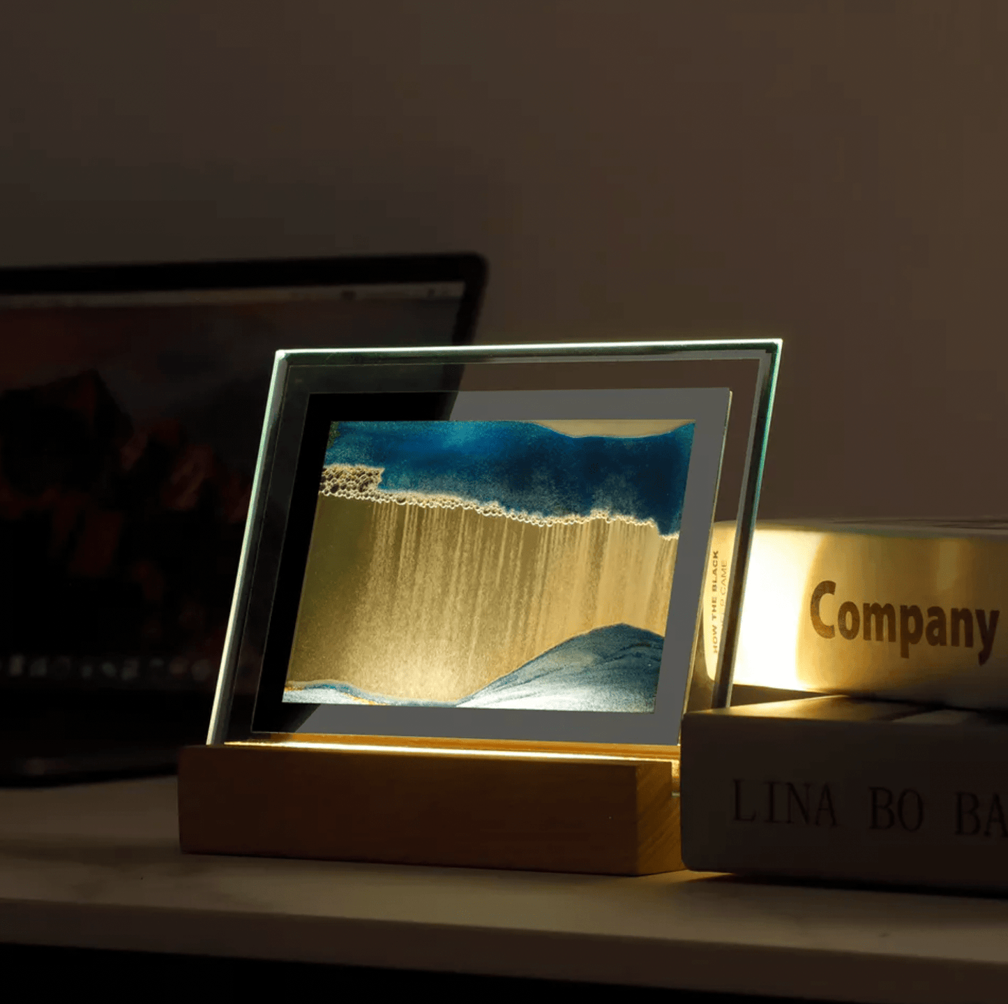 Sands Frame Night Lamp – Relaxing Moving Sand Art in a Decorative Glass Frame for Unique Home Decor