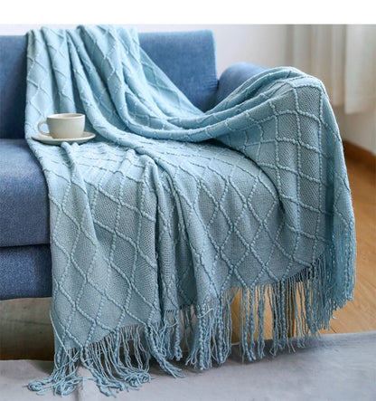 White Boho Vintage Textured Throw Blanket