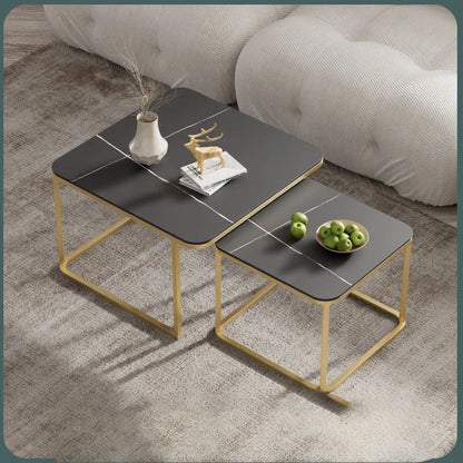 Modern Rectangular Coffee Table - Stylish & Functional Coffee Table with Retractable Rock Plate for Living Room