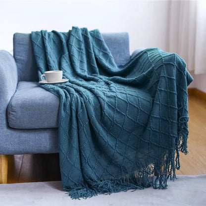 White Boho Vintage Textured Throw Blanket