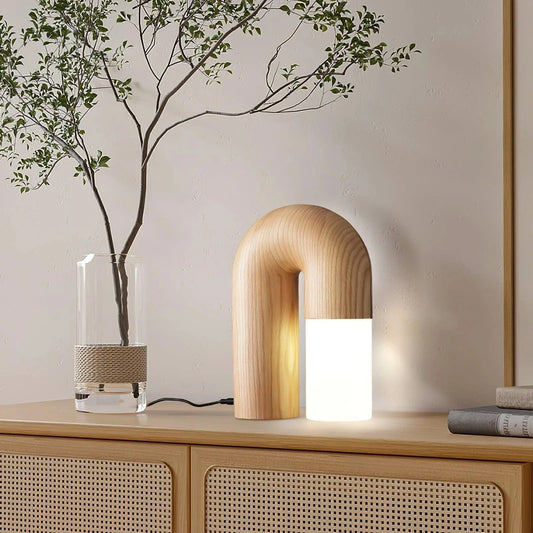 Diapole Arc: Wooden U-Shaped Modern Lamp – Sleek and Stylish Lighting for Home or Office