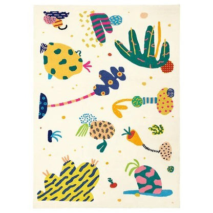 Abstract Cartoon Style Living Room Rug