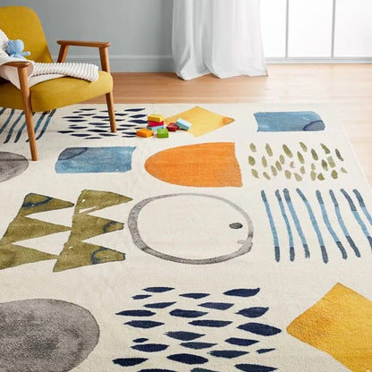 Abstract Cartoon Style Living Room Rug