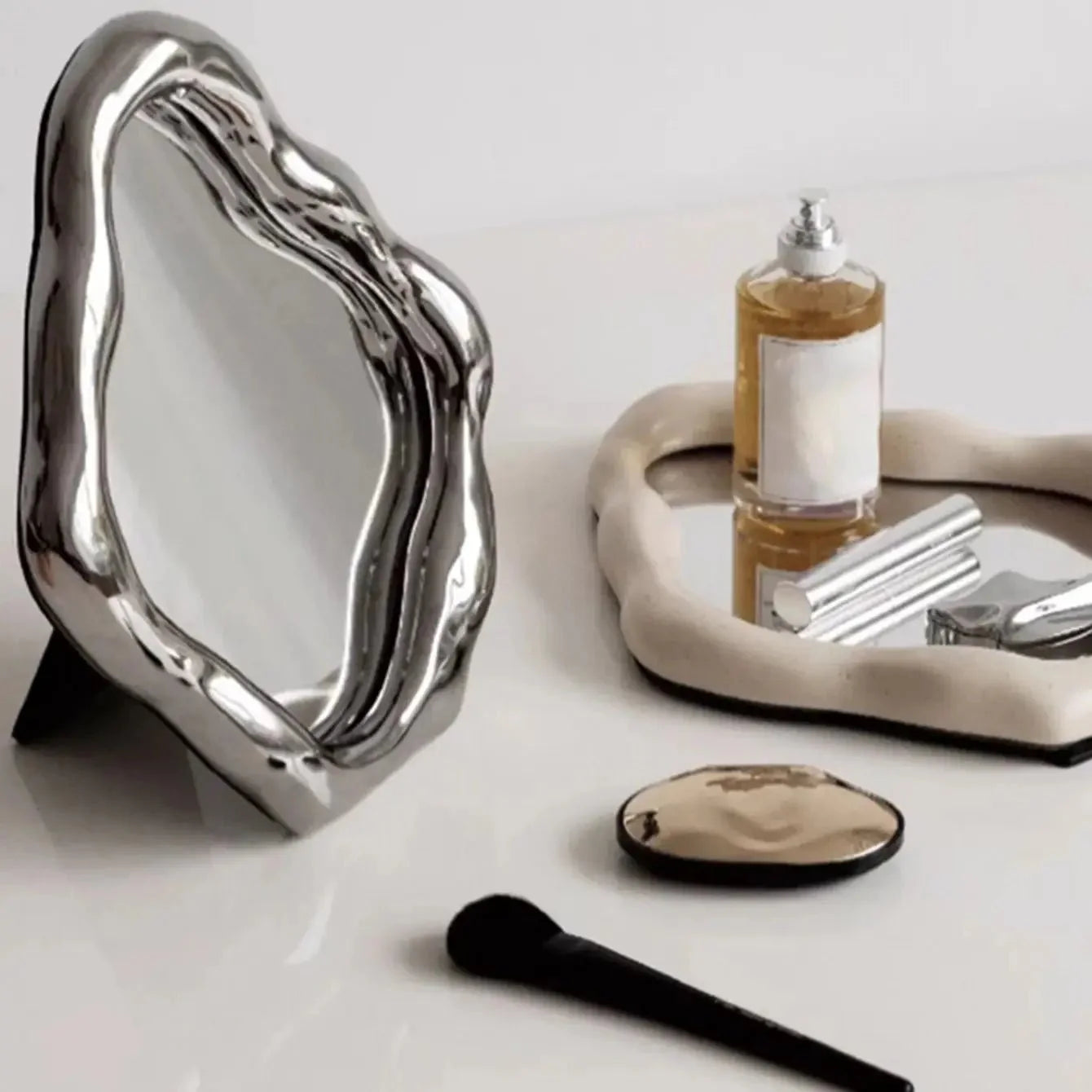 Abstract Oval Vintage Dresser Mirror