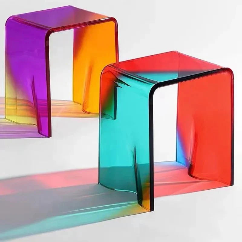 Acrylic Aurora Coloured Side Table - Versatile Bright Acrylic Stool or Side Table for Modern Home Decor