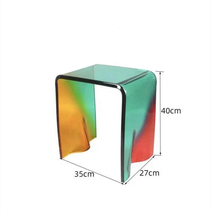 Acrylic Aurora Coloured Side Table - Versatile Bright Acrylic Stool or Side Table for Modern Home Decor