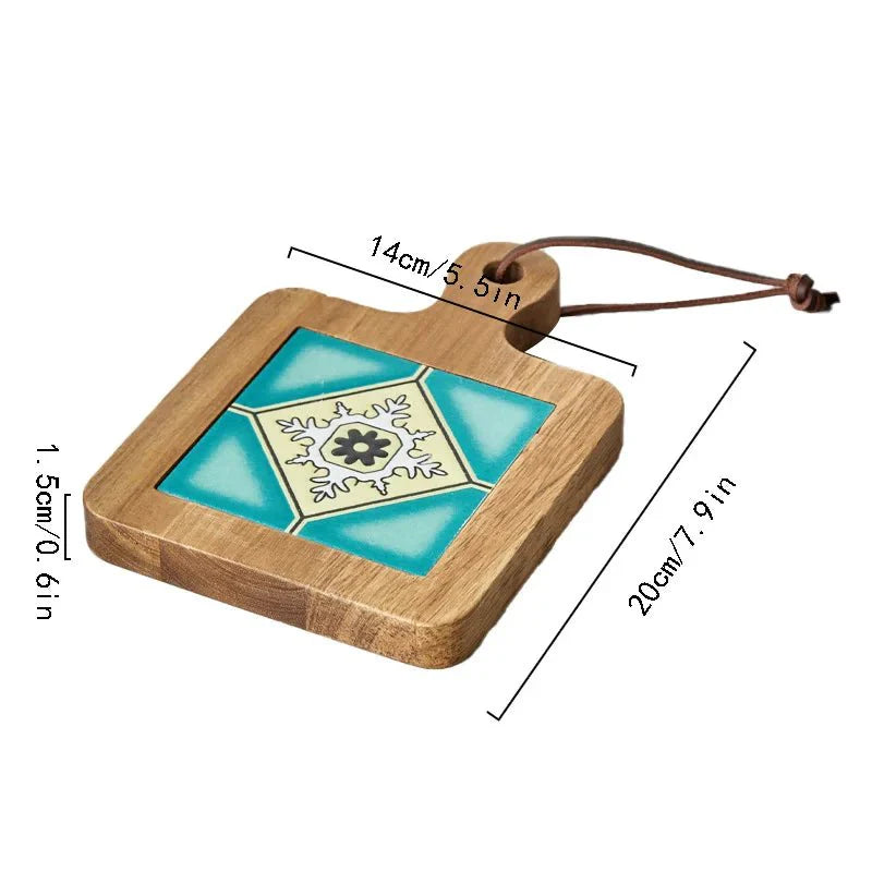 Anti-Scalding Wooden Tile Pan Coaster