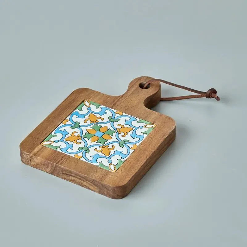 Anti-Scalding Wooden Tile Pan Coaster