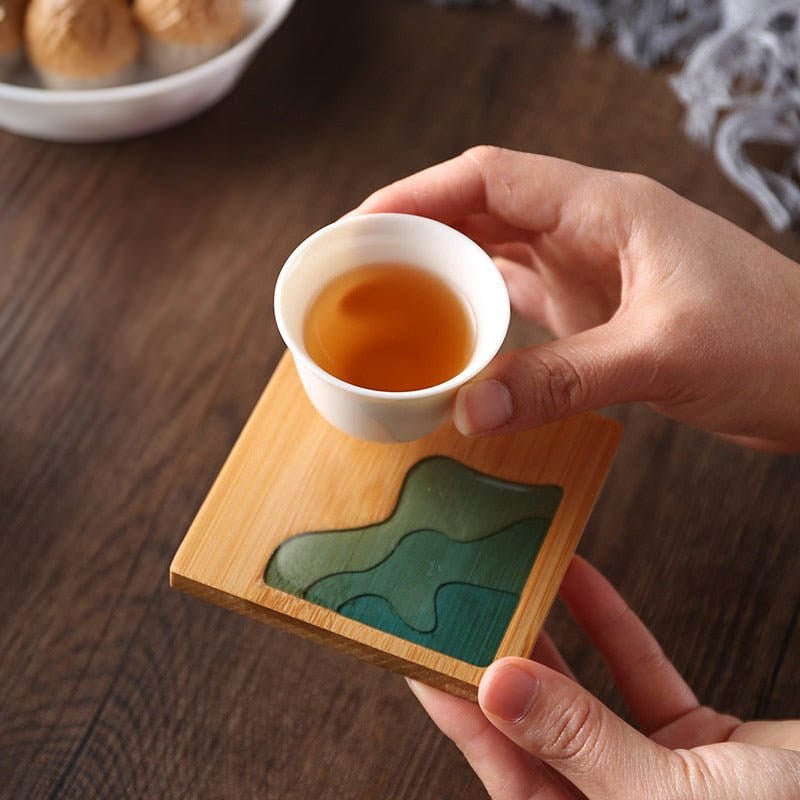 Bamboo Wave Style Resin Tea Coaster