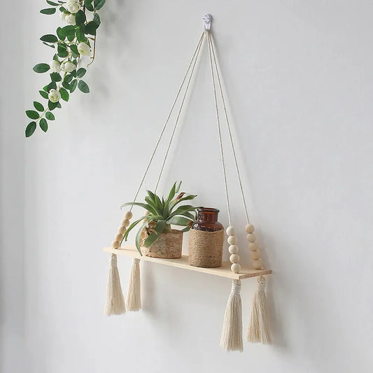 Boho Style Macramé Wall Hanging Shelf