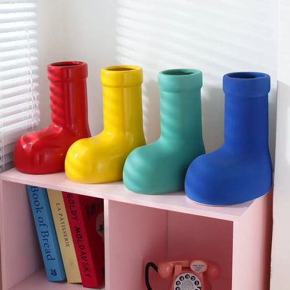 Bright Ceramic Wellington Boot Vase – Quirky Decorative Vase for Fun and Playful Home Decor