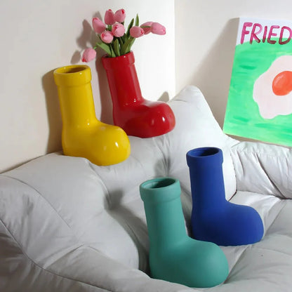 Bright Ceramic Wellington Boot Vase – Quirky Decorative Vase for Fun and Playful Home Decor