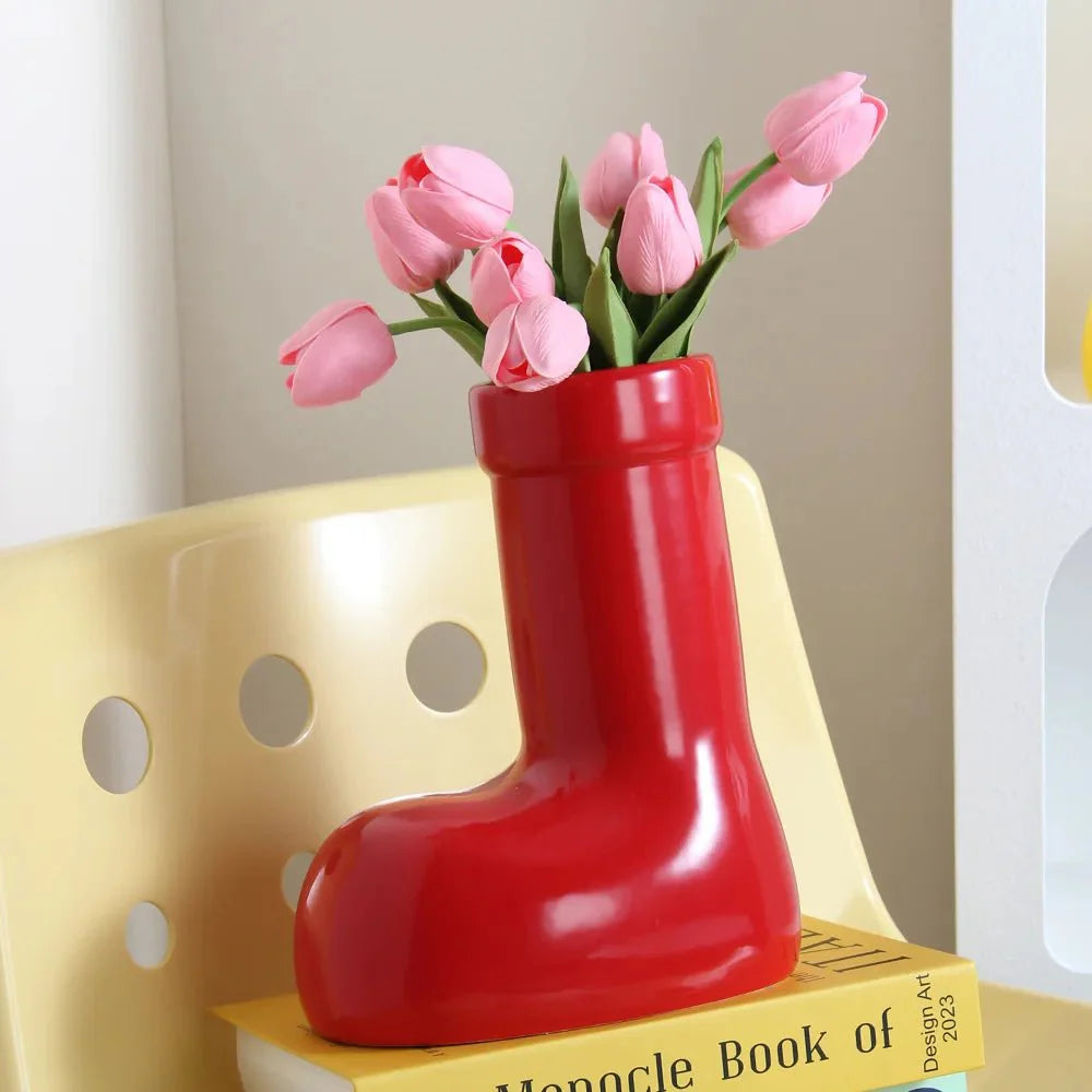 Bright Ceramic Wellington Boot Vase – Quirky Decorative Vase for Fun and Playful Home Decor