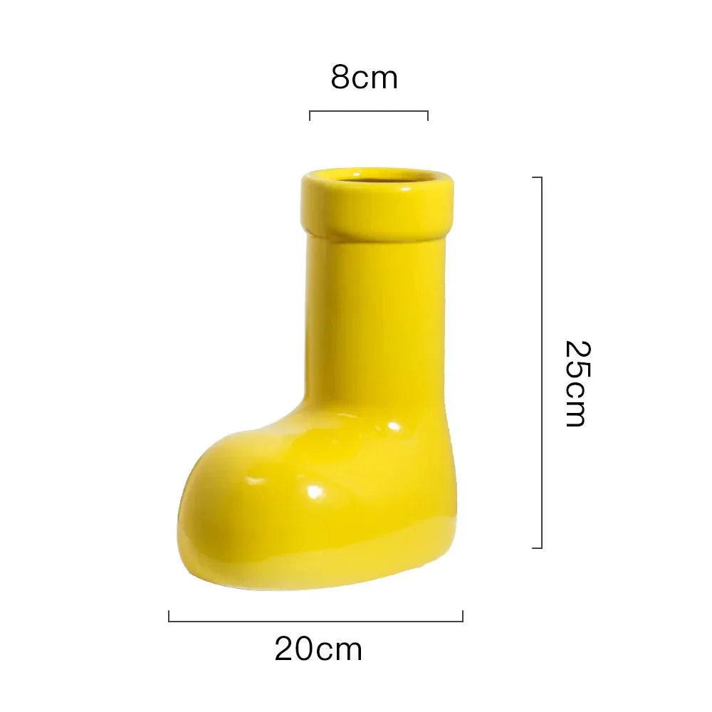 Bright Ceramic Wellington Boot Vase – Quirky Decorative Vase for Fun and Playful Home Decor