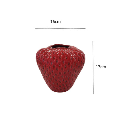 Strawberry Cartoon Ceramic Vase – Fun and Playful Decor for Kids' Rooms