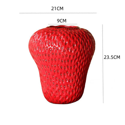 Strawberry Cartoon Ceramic Vase – Fun and Playful Decor for Kids' Rooms