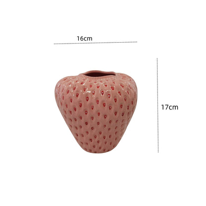 Strawberry Cartoon Ceramic Vase – Fun and Playful Decor for Kids' Rooms