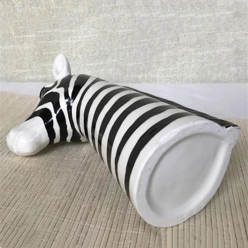 Black and White Zebra Ceramic Vase – Quirky Animal-Inspired Decorative Vase for Unique Home Decor