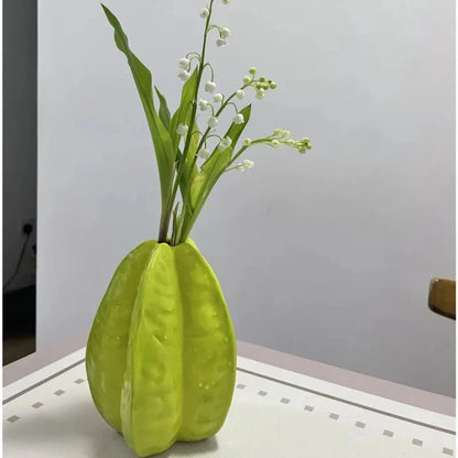 Star Fruit Ceramic Flower Vase – Unique Decorative Pot for Playful Home Decor