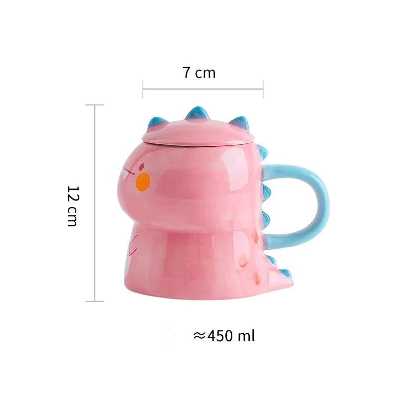 Children's Cartoon Ceramic Dinosaur Mug with Playful Lid – 300ml Fun Drinkware