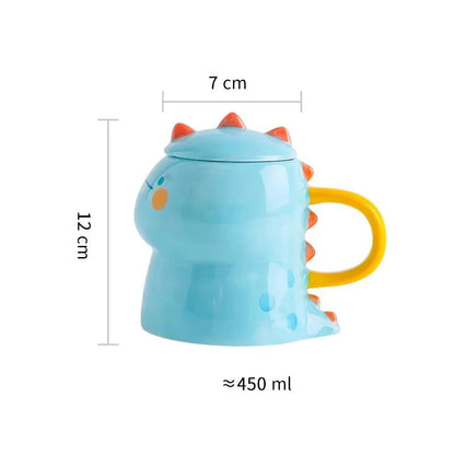 Children's Cartoon Ceramic Dinosaur Mug with Playful Lid – 300ml Fun Drinkware