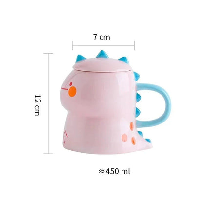 Children's Cartoon Ceramic Dinosaur Mug with Playful Lid – 300ml Fun Drinkware