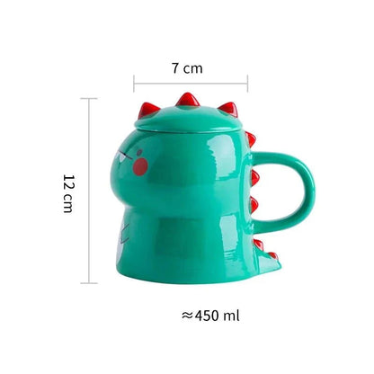 Children's Cartoon Ceramic Dinosaur Mug with Playful Lid – 300ml Fun Drinkware