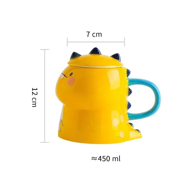 Children's Cartoon Ceramic Dinosaur Mug with Playful Lid – 300ml Fun Drinkware