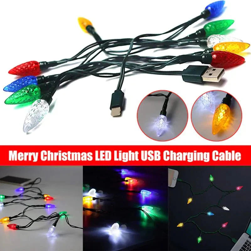 Christmas Light USB Cable Charger For Android + IPhone