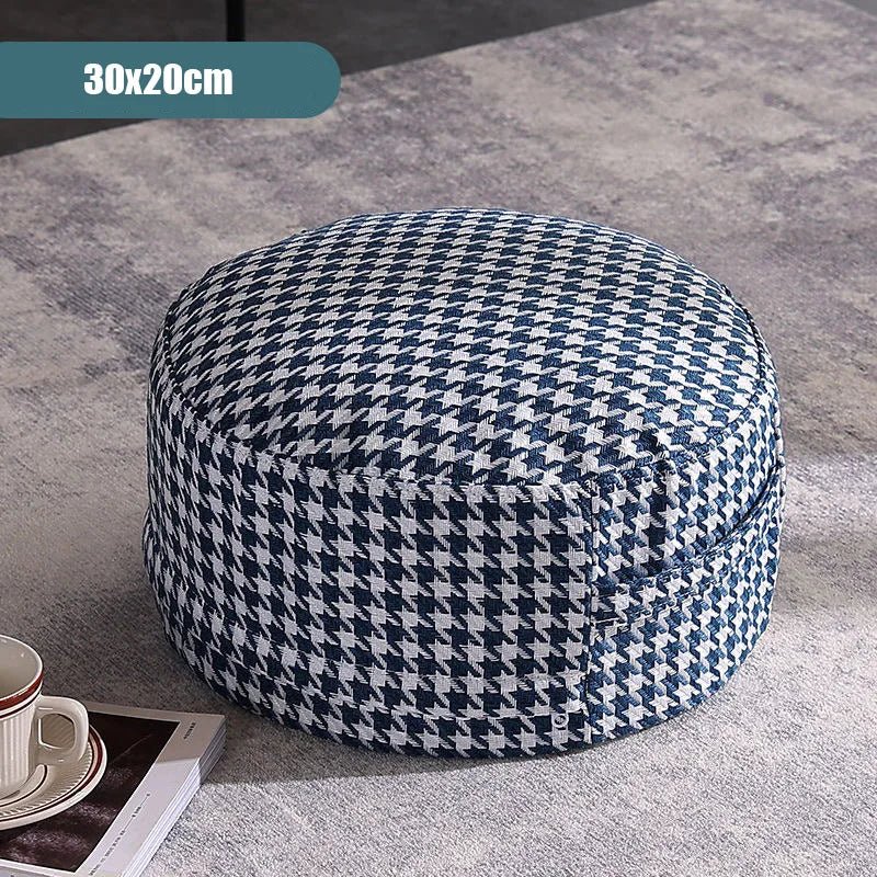 Classic Round Check Pattern Living Room Stool