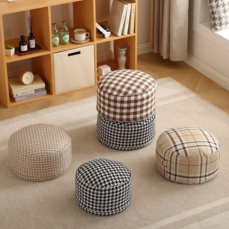 Classic Round Check Pattern Living Room Stool