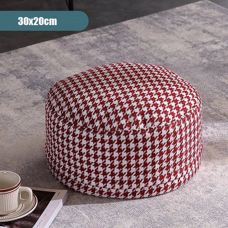 Classic Round Check Pattern Living Room Stool