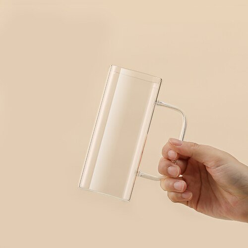 Clear Glass Square Mug – 300ml Modern Transparent Drinkware