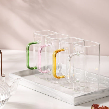 Clear Glass Square Mug – 300ml Modern Transparent Drinkware