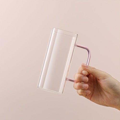 Clear Glass Square Mug – 300ml Modern Transparent Drinkware