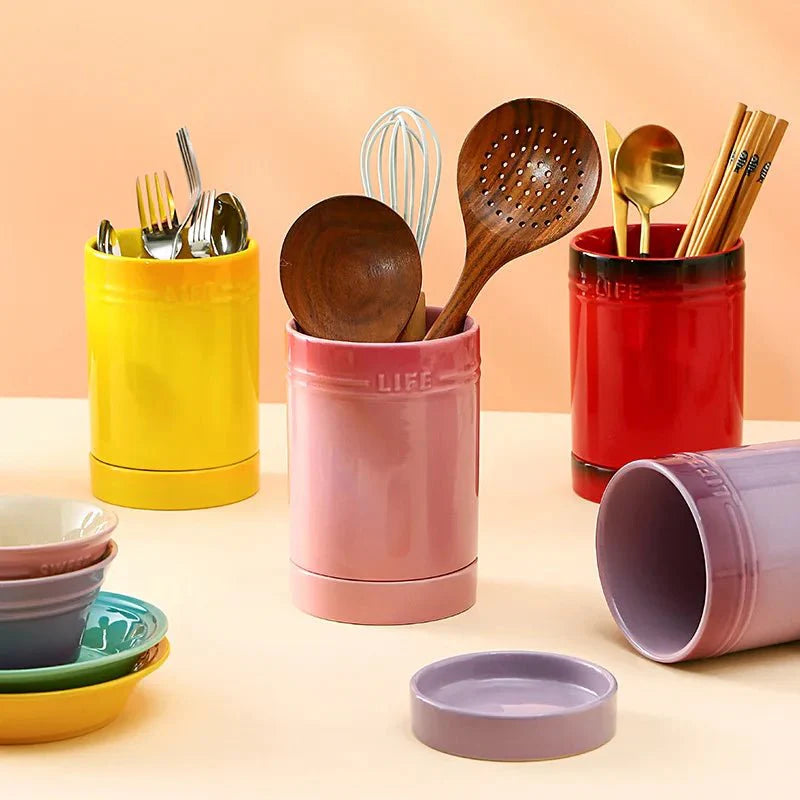 Coloured Ceramic Kitchen Utensil Organiser