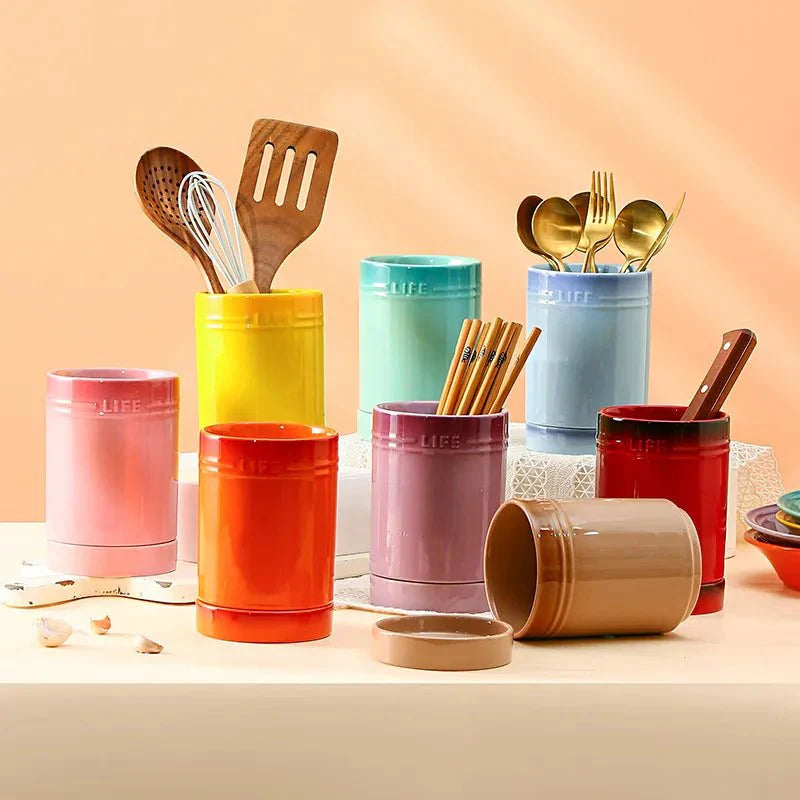 Coloured Ceramic Kitchen Utensil Organiser