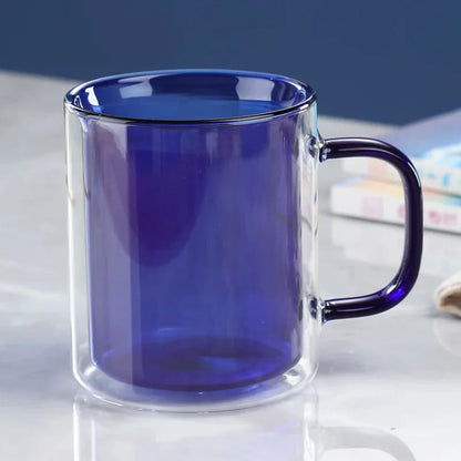 Colourful Glass Double Walled Coffee Mug – 300ml Insulated and Stylish Drinkware