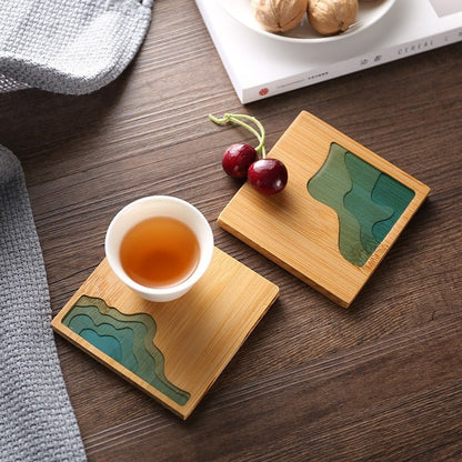 Bamboo Wave Style Resin Tea Coaster