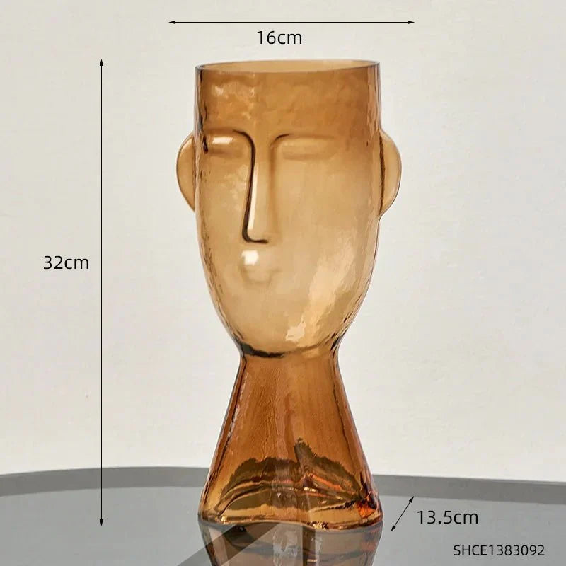 Glass Head-Shaped Decorative Vase – Unique Transparent Terrarium for Plants and Home Decor